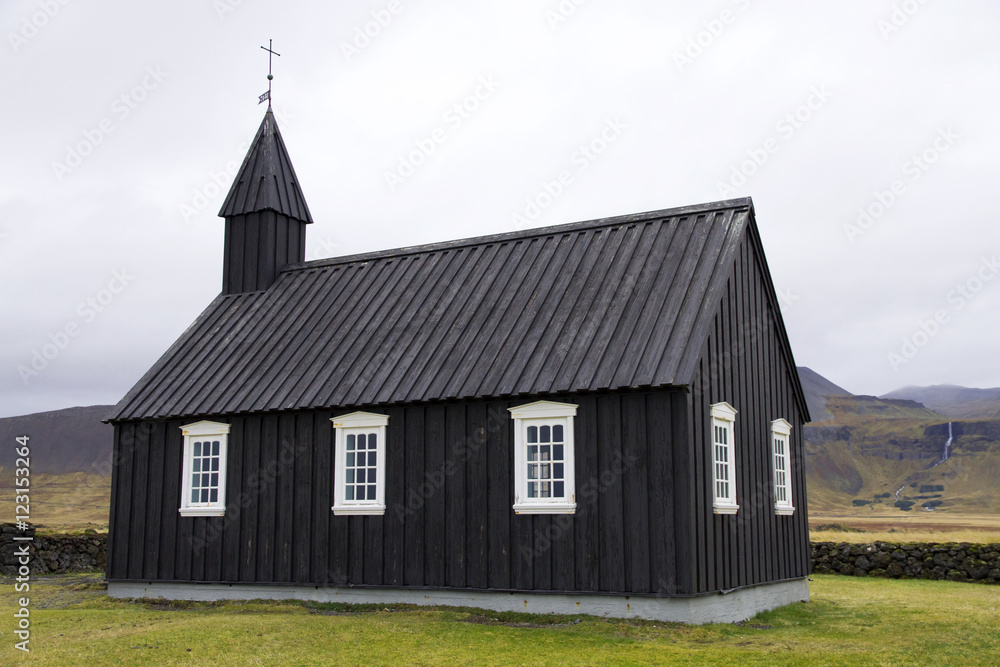 Isolated church in Budir, Snaefellsnes Peninsula, West Iceland