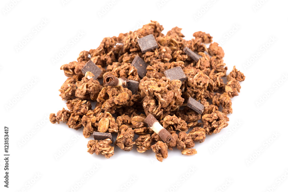 muesli with pieces of chocolate muesli with pieces of chocolate