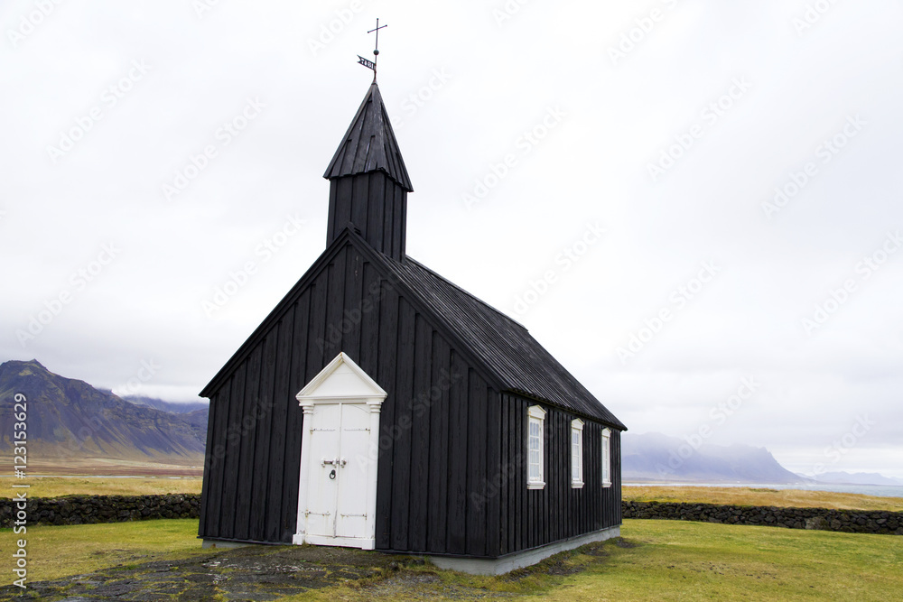 Isolated church in Budir, Snaefellsnes Peninsula, West Iceland