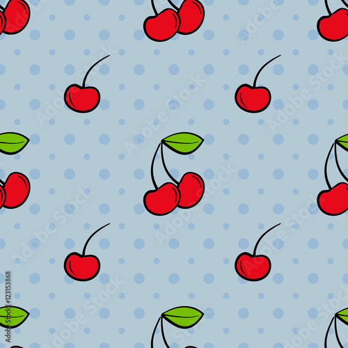 Seamless pattern with cherries