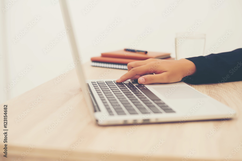 portrait of woman hand typing on computer keyboard the top portrait of woman hand typing on computer keyboard the top