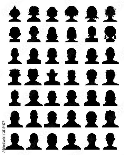 Black silhouettes of avatar profiles, vector
