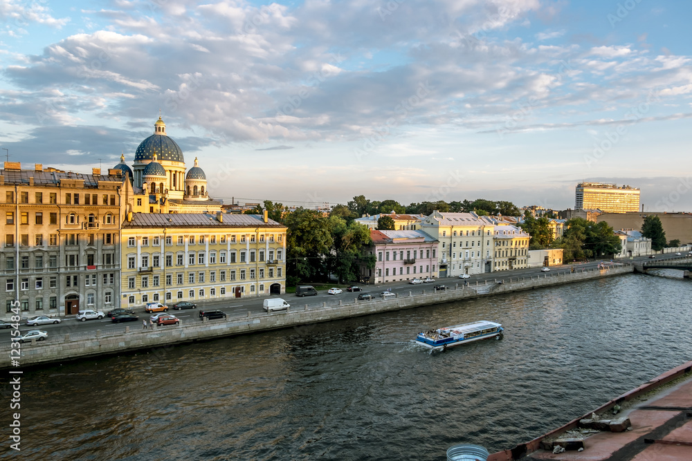 View of the Fontanka river and Trinity Cathedral from the roof i