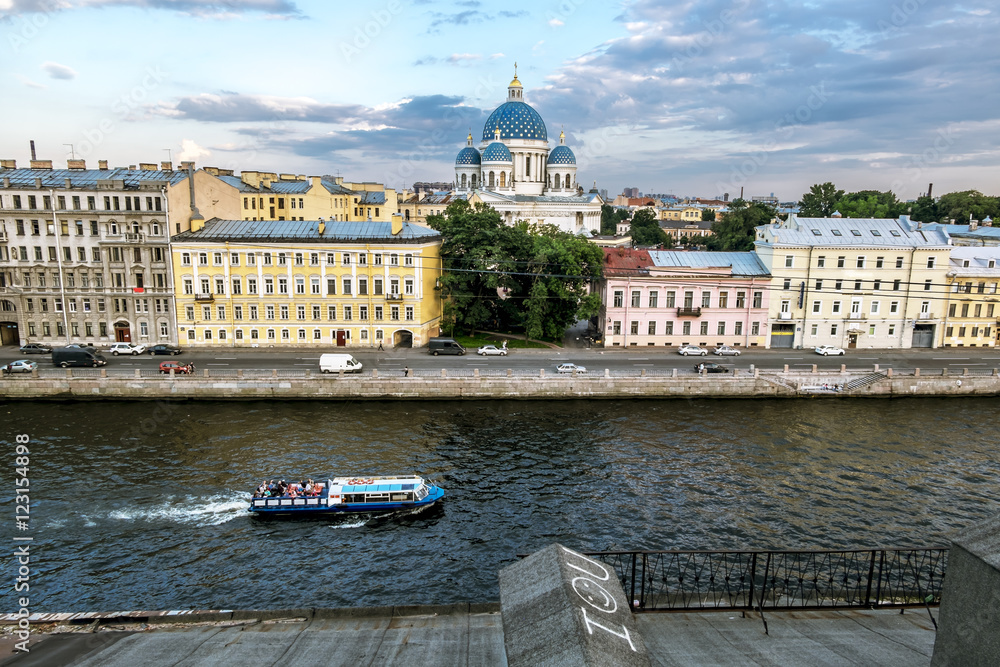 View of the Fontanka river and Trinity Cathedral from the roof i