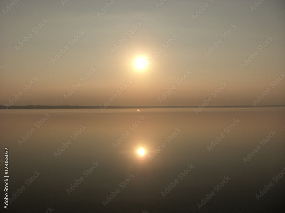 Setting sun across Lake Unden