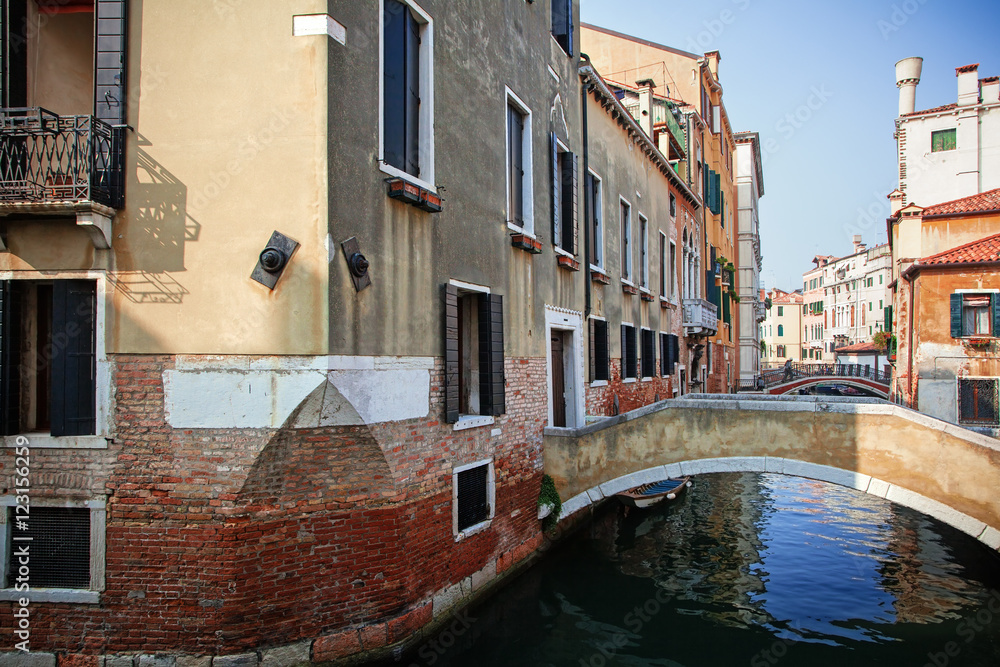 Buildings Along Canal In Venice, Italy