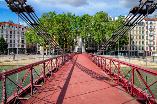 Lyon (France) Passerelle Saint-Vincent on river Saone