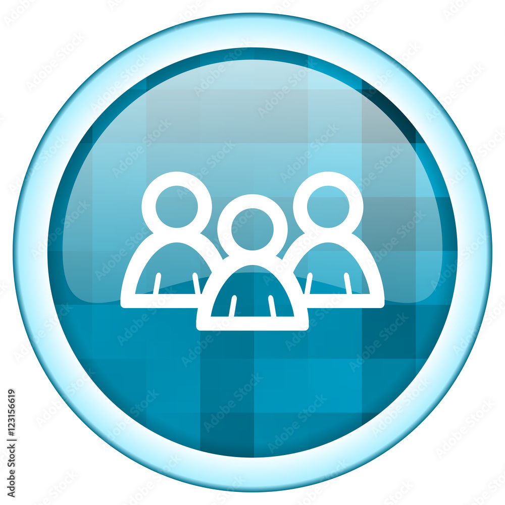 Blue circle people vector icon. Round internet group glossy button. Webdesign graphic element. Blue circle people vector icon. Round internet group glossy button. Webdesign graphic element.