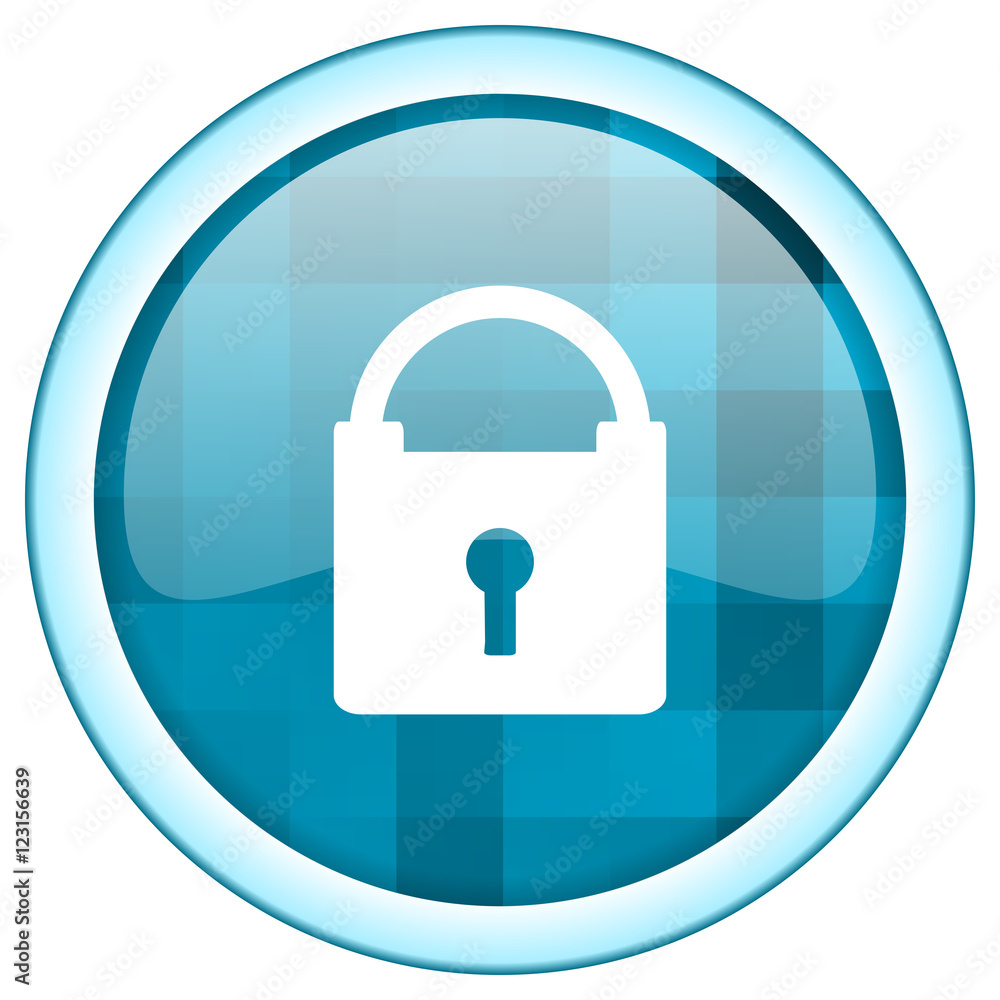 Blue circle padlock vector icon. Round internet secure glossy button. Webdesign graphic element. Blue circle padlock vector icon. Round internet secure glossy button. Webdesign graphic element.