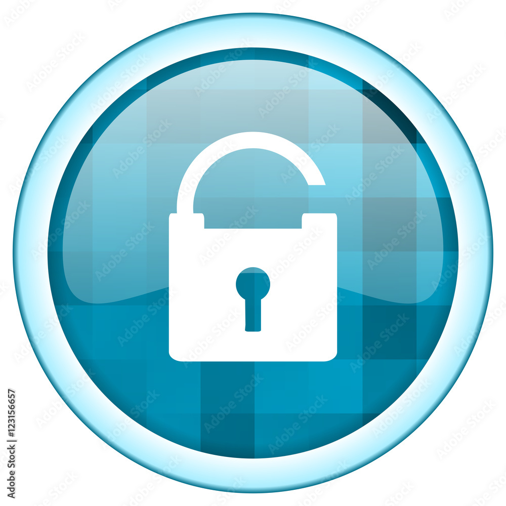 Blue circle padlock vector icon. Round internet secure glossy button. Webdesign graphic element. Blue circle padlock vector icon. Round internet secure glossy button. Webdesign graphic element.