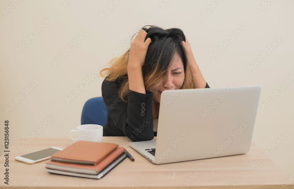 business woman stressful jobs working on the office