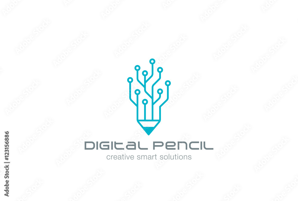 Digital Pencil Logo design vector Linear art technology icon Digital Pencil Logo design vector Linear art technology icon