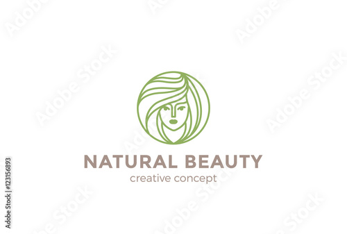 Fototapeta Naklejka Na Ścianę i Meble -  Beauty Hairdresser salon Woman Logo design vector circle