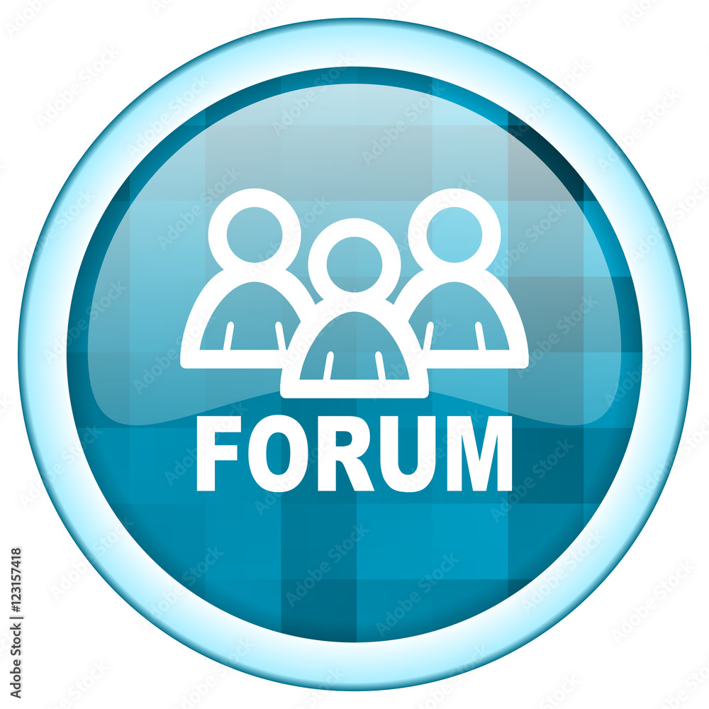 Blue circle vector forum icon. Round internet glossy social media button. Webdesign graphic element. Blue circle vector forum icon. Round internet glossy social media button. Webdesign graphic element.