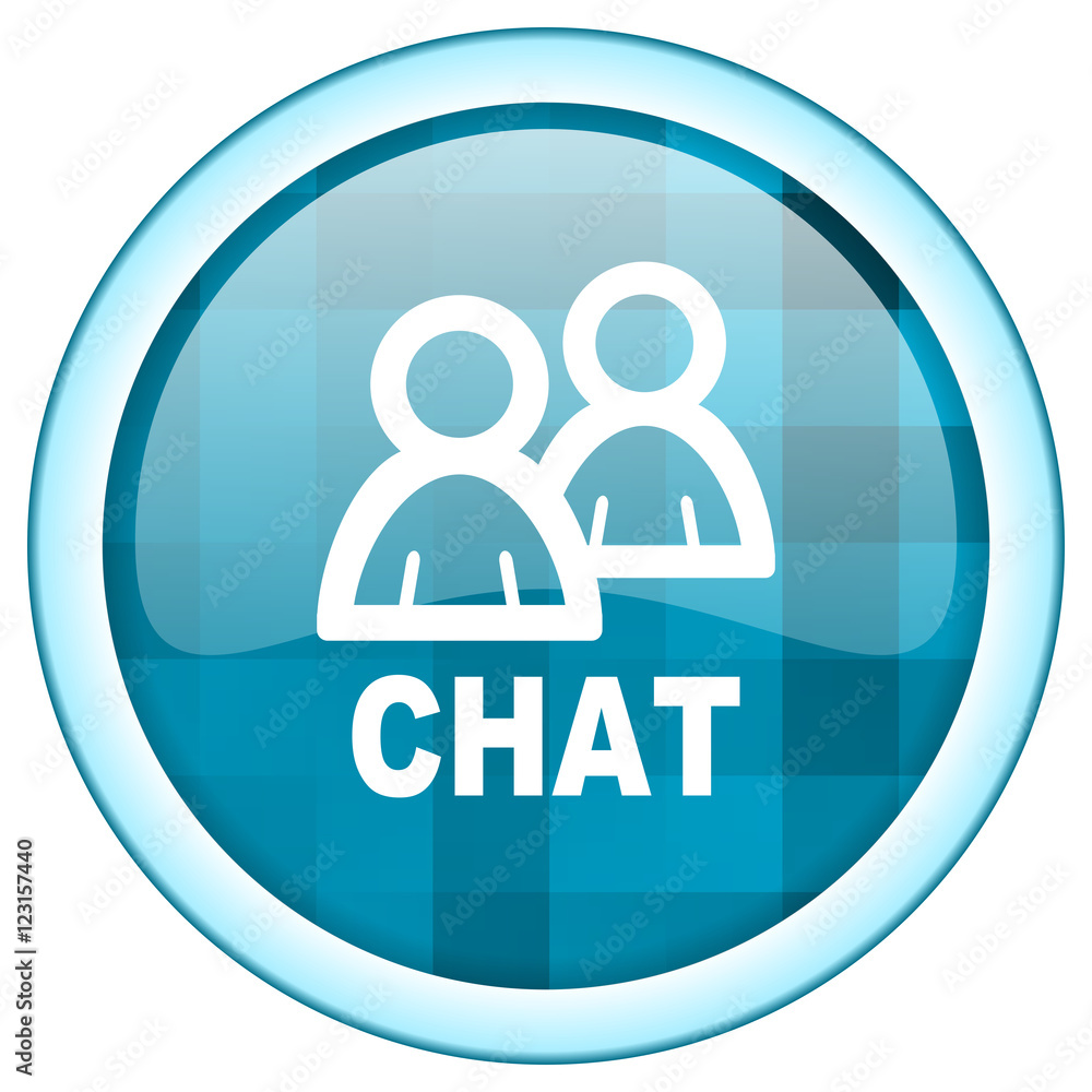 Blue circle vector chat icon. Round internet glossy social media button. Webdesign graphic element. Blue circle vector chat icon. Round internet glossy social media button. Webdesign graphic element.