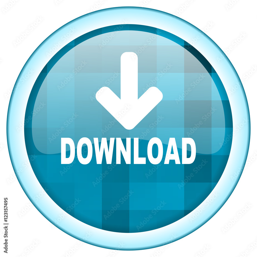 Blue circle vector download icon. Round internet glossy button. Webdesign graphic element. Blue circle vector download icon. Round internet glossy button. Webdesign graphic element.
