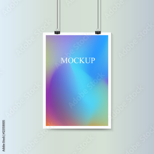 Empty vertical poster with fluid colorful backgrounds. Mockup. V
