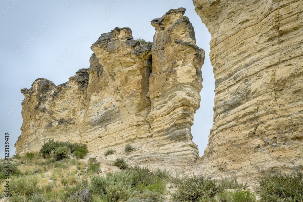 limestone pilars in Kansas prairie