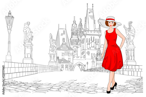 Charles Bridge. Czech Republic. Vector illustration.