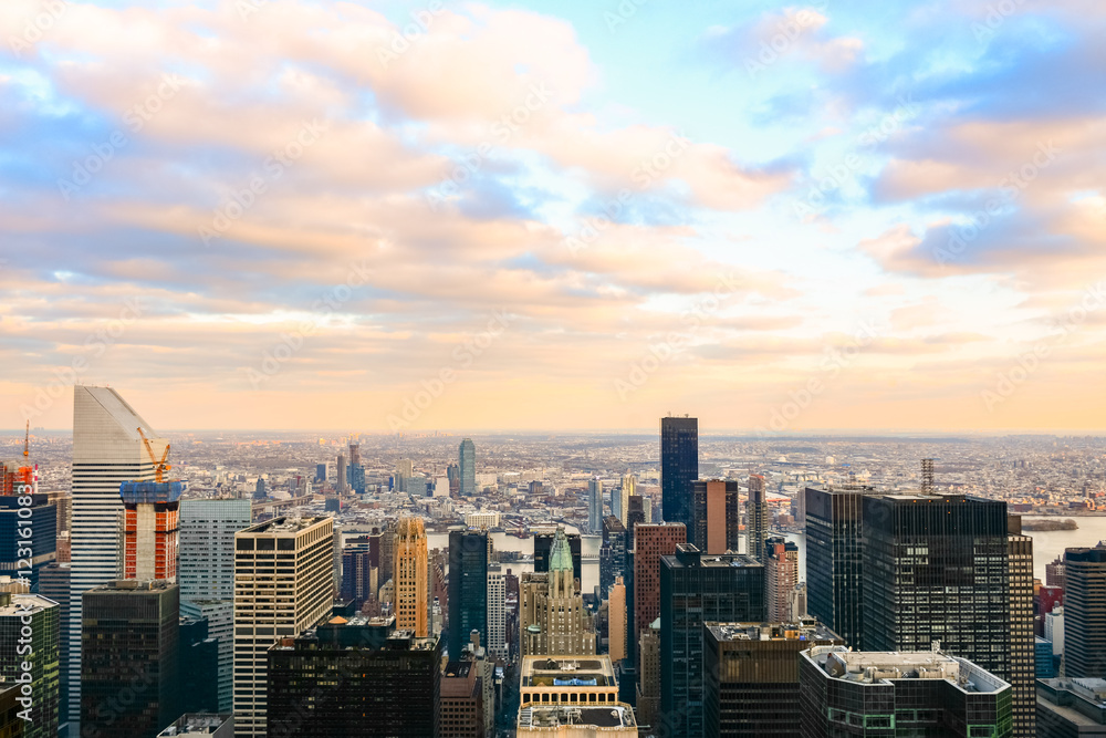 Obraz premium Widok z lotu ptaka drapaczy chmur w Nowym Jorku