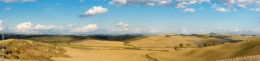 Panoramic of a typical Tuscan landscape in the countryside near Siena Panoramic of a typical Tuscan landscape in the countryside near Siena