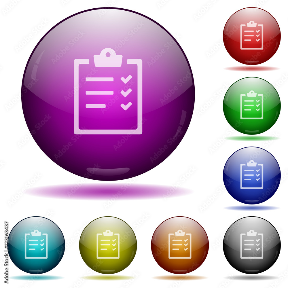 Task list glass sphere buttons Task list glass sphere buttons