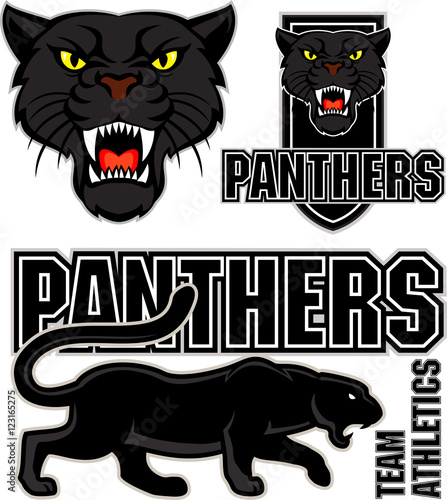 vector angry black panther face sport emblem