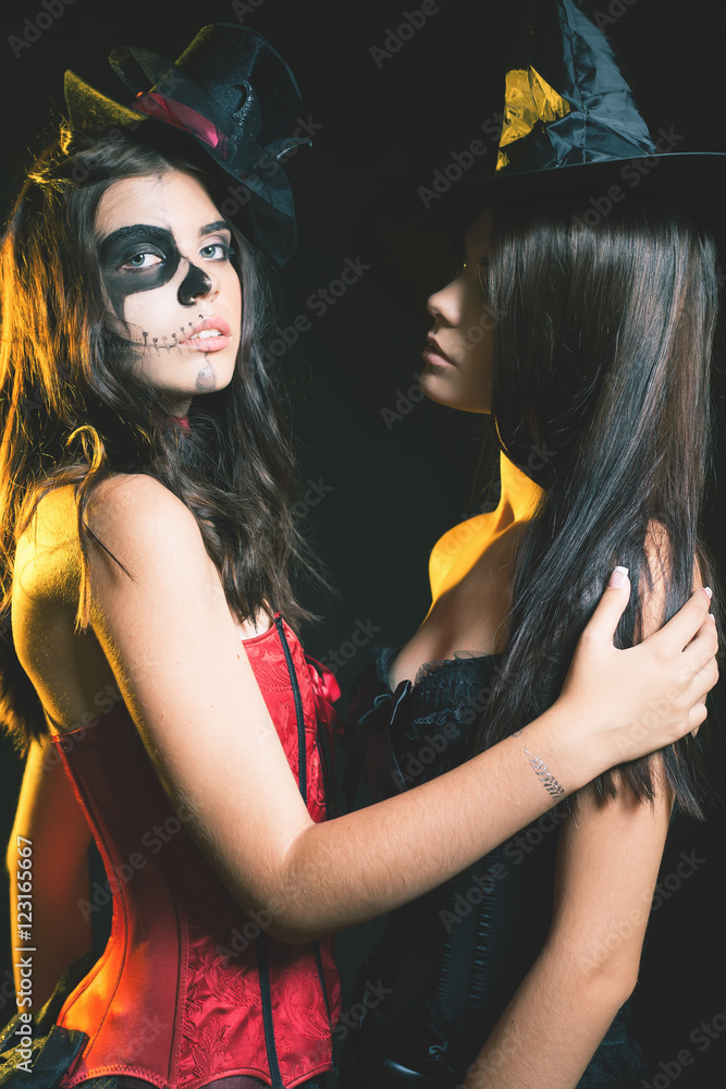 Portrait of sexy women with gothic makeup smokey eyes Portrait of sexy women with gothic makeup smokey eyes
