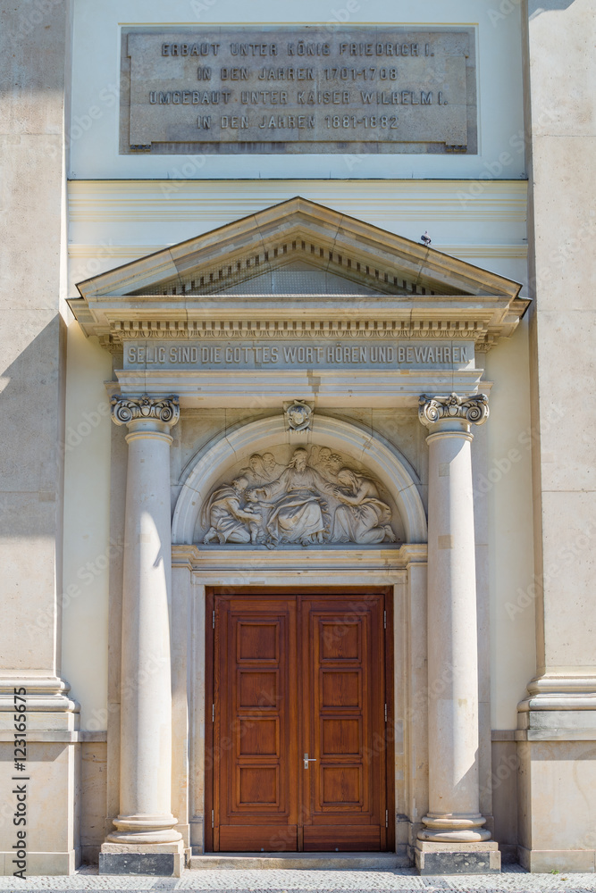Fototapeta premium Entrance to German Church on Gendarmenmarkt, Berlin.