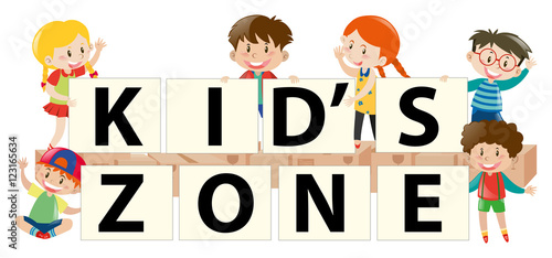 Kids holding sign for kid's zone