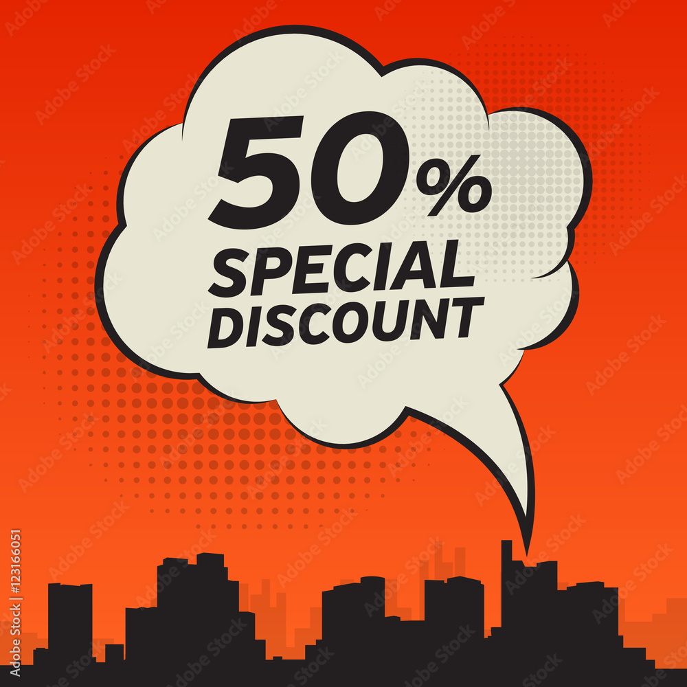 Comic style speech bubble, with text Special Discount