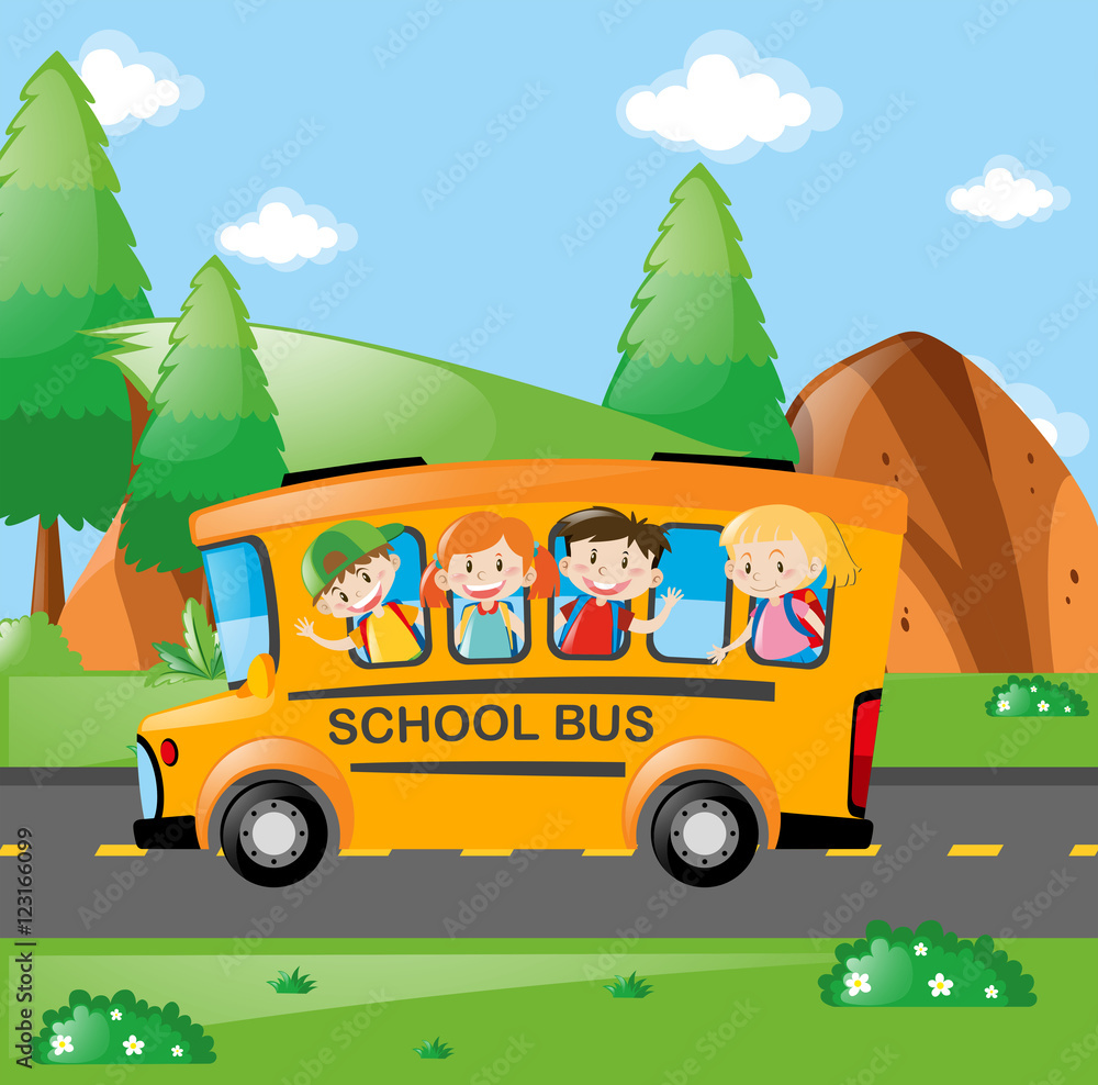 Kids Riding Bus Child Riding A Bus To School