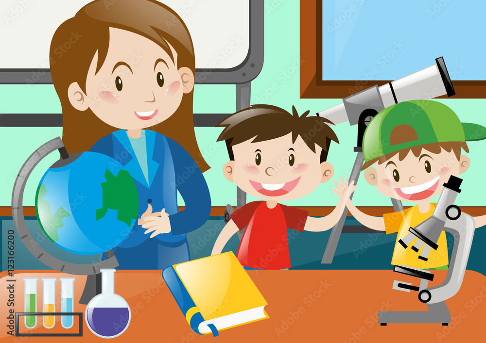Teacher and students in class Teacher and students in class