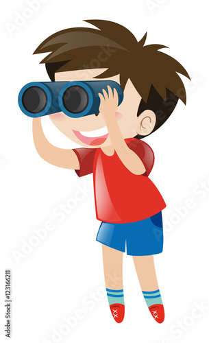 Little boy using binocular