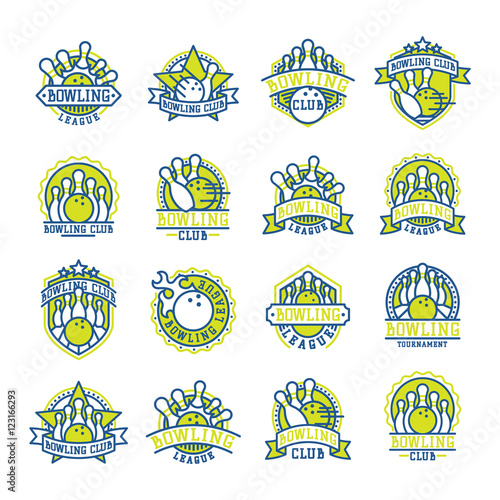 Vector bowling logo emblems.