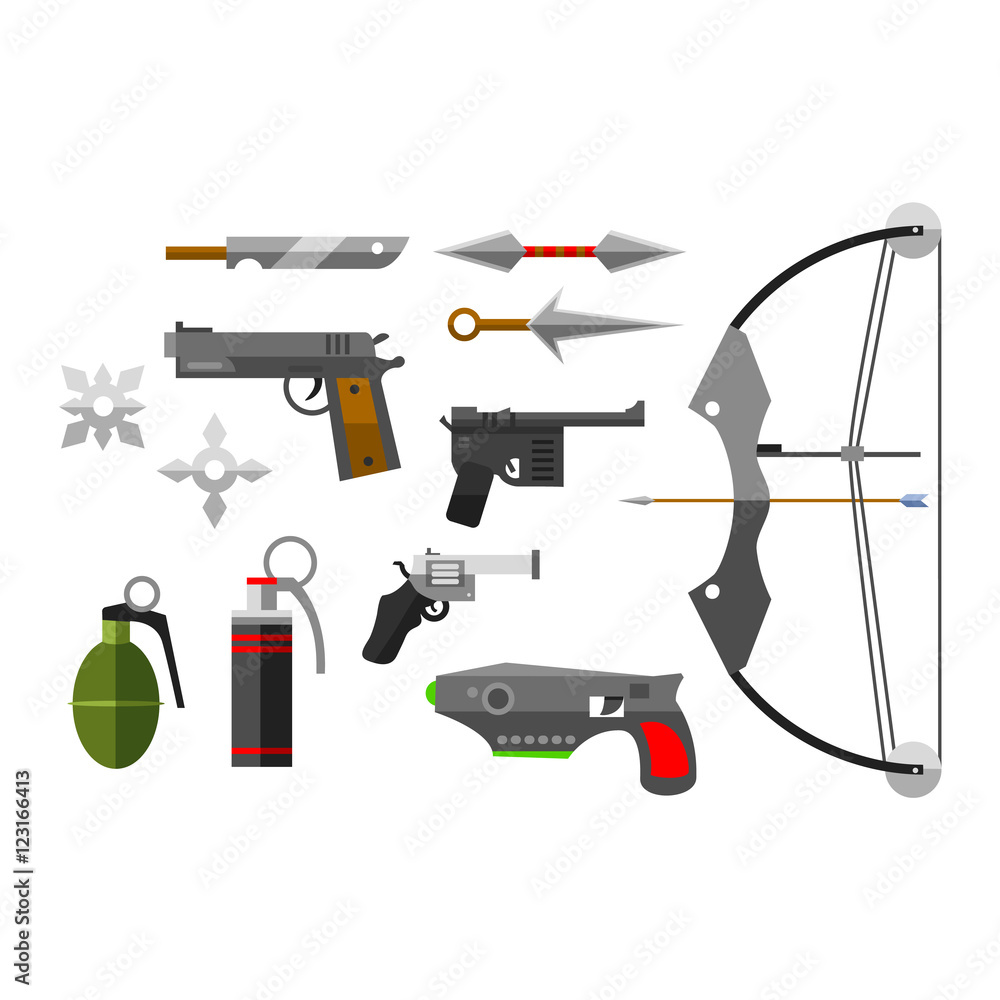 Weapons vector collection icons Weapons vector collection icons
