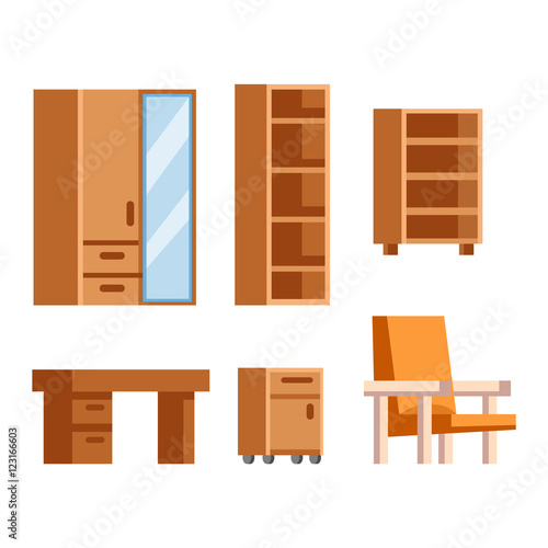 Furniture icons vector isolated