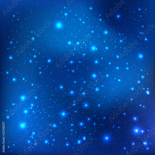 Dark blue galaxy background with light, stars. Vector Illustration. Xmas and New Year