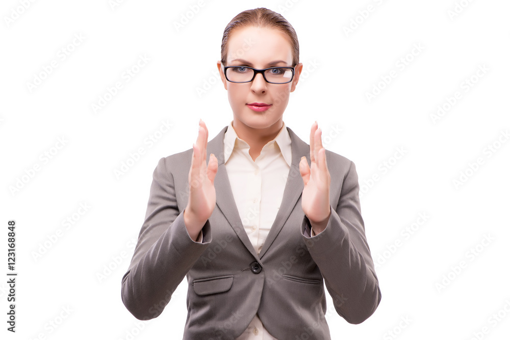 Strict serious businesswoman isolated on white Strict serious businesswoman isolated on white