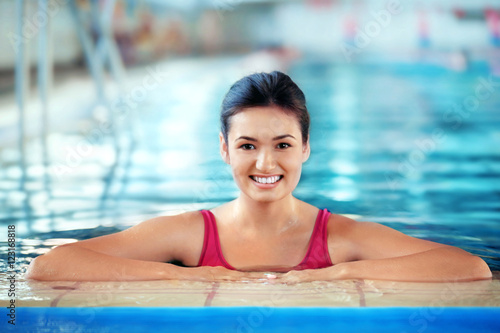 Beautiful girl in swimming pool