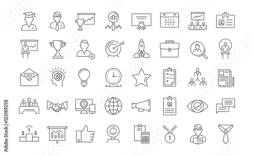 Set Vector Flat Line Icons Business Training