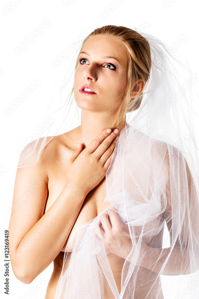 Beautiful nude bride in wedding veil Beautiful nude bride in wedding veil
