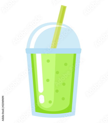 Green smoothie on white background.