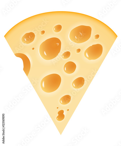 piece of cheese realistic food isolated on white background. Vector illustration