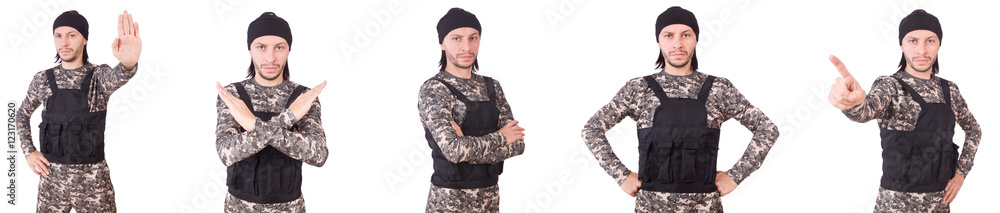 Soldier isolated on the white background Soldier isolated on the white background
