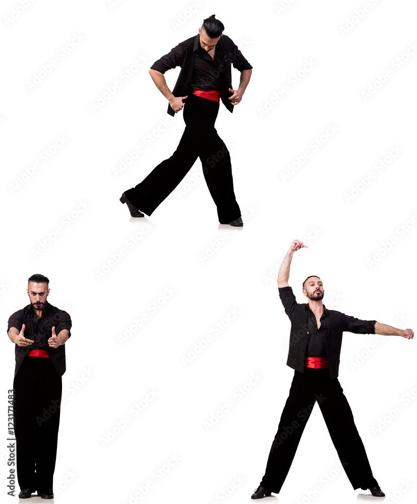 Spanish dancer in various poses on white Spanish dancer in various poses on white