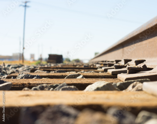 Old California Railroad Tracks With Ties and Gravel