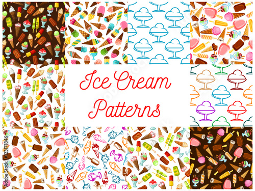 Ice cream seamless patterns