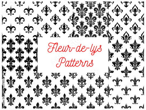 Fleur-de-lys royal french lily seamless patterns