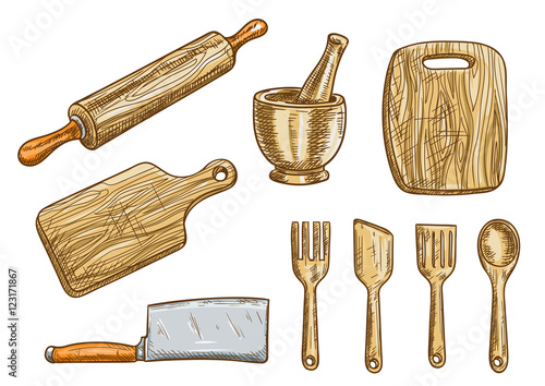 Vector kitchen tools. Kitchenware appliances
